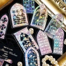 ステンドグラス コラージュ シール オーロラ 箔押し クリアシール 20枚手帳 透明シール ステッカー コラージュ 素材 窓 窓枠 扉 銀箔押し キラキラ 貝殻 貝シェル 耐水 PET 素材 デコレー