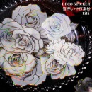 即日出荷 箔押し クリアシール 海外ステッカー 華やか 大きめ フレークシール 花 コラージュ 素材 セット スクラップブッキング 20枚 PET素材 薔薇 ローズ 牡丹 ユリ 百合 紫陽花 透明 耐