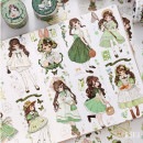 即日出荷 マスキングテープ 幅広45ｍｍ ワイドタイプ 剥離紙なし コラージュ素材 シール 人物 可愛い 女の子 少女 海外 コラージュ素材 海外シール 箔押し スクラップブッキング デコレーション 