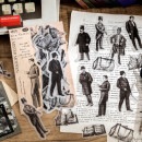 即日出荷 レトロ 人物シール トレペ素材 半透明シール 海外 コラージュ 素材 白黒 モノトーン 大きめ 生活 雑貨 家具 文房具雑貨 外国 女性 紳士 女神 レディース 線画 シール 大人 人物 2