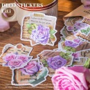 即納 海外ステッカー 薔薇 コラージュ 素材 マステシール フレークシール バラ ローズ 花柄 英字 レース 文字 組合わせ 大きめ マステ素材 アンティーク レトロ スクラップブッキング 海外シール