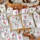 即日出荷 海外ステッカー 46枚 23柄 フレークシール コラージュ 素材 海外シール ダイカット シール 封緘シール 封かんシール 花 花柄 フラワー 薔薇 ローズ チューリップ 百合 花束 アジサ