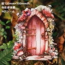 即日出荷 クリアシール 大きめ 縦120mm コラージュ 素材 シール 海外シール 童話 森林 小屋 おしゃれ かわいい 大人 かわいい 童話 小屋 ドア 扉 窓 ガーデン 花柄 植物 薔薇 窓枠 神