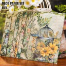 即日出荷 海外デザインペーパー ヴィンテージ ペーパー 素材紙ブック 背景紙 便箋 海外 コラージュ素材 ペーパー ダメージ加工 30枚/冊 アンティーク レトロ 小屋 小鳥 花柄 植物 鳥かご 鳥籠