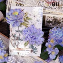 即日出荷 金箔押し 海外ステッカー 華やか 大きめ 花柄 コラージュ 素材 セット スクラップブッキング 薔薇 ローズ バラ 薔薇 すみれ ボタン 牡丹 百合 ユリ 10枚 PET 耐水 神秘 紫 青