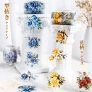 即日出荷 型抜き クリアテープ ダイカット ワイドタイプ 幅広60mm 薔薇 ローズ ひまわり 花柄 コラージュ 素材 透明 テープ 剥離紙 PET 耐水 シール バラ 向日葵 植物柄 フラワー イラ