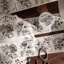 即日出荷 マスキングテープ ワイドタイプ 剥離紙付き 海外 コラージュ素材 レトロ アンティーク 白黒 マステ 生活雑貨 裁縫 フラワー 薔薇 ネガフィルム 英語 英字 文字 枠 数字 タグ 人物 花