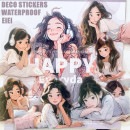 即日出荷 人物シール 少女 イラスト シール 半透明 マットな質感 Ins風 40枚20柄 クリアシール 女の子 女子 イラストステッカー 大人 かわいい 日常 生活 スタイル コラージュ 素材 人物