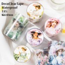 即納 クリアテープ 手帳 幅広60mm ワイドタイプ 透明 Clear Tape コラージュ 素材 シール 外国 人物 女性 少女 女の子 妖精 花柄 バラ ローズ 蝶 英語 英字 ネガフィルム ステ