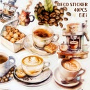 即日出荷 クリアシール 水彩タッチ PET素材 40枚 コラージュ 素材 シール コーヒー イラスト 生活 雑貨 家具 裁縫 coffee 珈琲 カフェ ガーデニング 手紙 本棚 書籍 アウトドア ピ