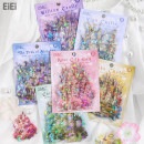 即日出荷 クリアシール 大きめ オーロラ 貝シェル光加工 城 イラスト シール コラージュ 素材 シール PET 耐水 ダイカット フレークシール コラージュ素材 シール 海外ステッカー 童話 森林 