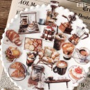 即日出荷 クリアシール コーヒー 珈琲 ブラウン系 40枚 アンティーク レトロ コラージュ素材 シール 生活雑貨 イラストシール 文房具 小物 食品 食パン 家具 乗り物 イラストステッカー PET