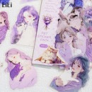 即日出荷 人物シール 水彩 手描き風 少女 猫 クリアシール 大きめ 女の子 コラージュ素材 人物 シール 30枚 PET素材 耐水シール 大人 かわいい 女子 動物柄 イラストステッカー コラージュ