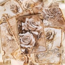 即日出荷 ヴィンテージ風ペーパー ダメージ加工 レース模様 コラージュ素材 ローズ 薔薇 花柄 動物 兎 蝶 鳥かご 鳥籠 デザインペーパー レースフレーム ブラウン 素材紙 背景紙 便箋 メモパッド