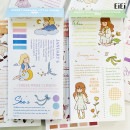 即日出荷 シールブック 手描き風 マスキングテープ素材 20枚綴り コラージュ素材 人物シール かわいい 女の子 英語 シール シールシート マステシール スクラップブッキング デコレーション コラー