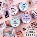 即日出荷 型抜き 箔押し Ins風 ダイカット テープ 幅広50mm 海外 マスキングテープ インスタ風 コート紙 文房具 大容量 コラージュ素材 おしゃれ 銀箔押し 女の子 人物シール 後ろ姿 猫 