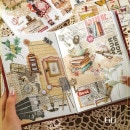 即日出荷 金箔押し 型抜き カット済 シールシート 水彩 PETシール 耐水シール ダイカット コラージュ素材 おしゃれ アンティーク 文房具 雑貨 小物 手紙 クリアシール 半透明シール 手帳シール