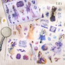 即日出荷 型抜き シールシート 柄違い6シート マスキングテープ素材 コラージュ素材 人物シール 女の子 女子 花束 捧げる 少女 花柄 植物 英語 ガールズ シール ダイカット コラージュ おしゃれ