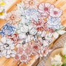 即日出荷 花びら 花柄 薔薇 線画 40枚 耐水 クリアシール マステシール コラージュ素材 シンプル おしゃれ やや大きめ 単色 モノトーン モノクロ フレークシール コラージュ 素材 デコレーショ