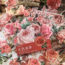 即日出荷 クリアシール 30枚 大きめ 花柄 花びら PETシール 耐水 透明シール 半透明シール コラージュ素材 ローズ バラ 薔薇 紫陽花 牡丹 アジサイ ボタン 風鈴草 レッド 赤 紫 イラスト