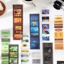 話題 ネガ フィルム シール ステッカー 英字 ◆縦長 6枚シールシート ４種◆PET コラージュ素材 手帳 デコ 海外デコレーション アルバム  透明シール