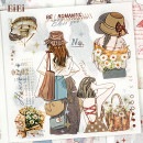 即日出荷 シールブック 型抜き 異素材 製本タイプ ステッカーブック 女の子 背中姿 英語 花柄 イラスト コラージュ素材 おしゃれ 人物 花柄 ローズ 薔薇 大容量 ダイカット フレームシール PE