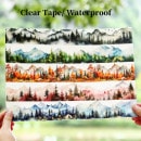 即日出荷 クリアテープ 幅広45mm PET 耐水 水彩タッチ 手描き 春夏秋冬 山 山林 四季風景 森林 渓 滝 瀑布 樹 木 風景 山脈 山 自然 コラージュ素材 おしゃれ 透明 マスキングテープ