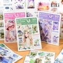 即日出荷 型抜き 100枚以上 耐水 PET 10シート 人物 女の子 建築 建物 薔薇 ローズ 花柄 英語 文字 素材 動物 半透明 透明 窓 扉 イラスト ダイカット ステッカー コラージュ素材 