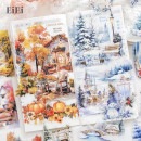 即日出荷クリアシール おしゃれ 大きめ 雪 秋 春 夏 冬 ツリー 樹 ハウス 小屋 建物 建築 家具 生活雑貨 自然風景  四季風景 アウトドア 薔薇 植物 ガーデニング イラスト シール PET 