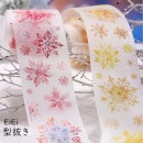 即日出荷 型抜き 銀箔押し クリアテープ 幅広50mm ダイカットテープ ワイドタイプ コラージュ素材 雪の花 雪花 冬 花びら 花柄 マスキングテープ 透明 テープ 手帳 デコレーション コラージュ