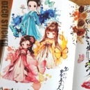 即日出荷 古風 人物シール 大きめ かわいい 耐水 女の子 少女 子ども キッズ 子供 ガールズ 人物 シール キャラクターステッカー コラージュ素材 可愛い 12枚 クリアシール イラストシール コ