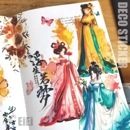 即日出荷 古風 人物シール 大きめ 男性 女性 女の子 シール 水彩 手描き 特油 凹凸 立体 マステシール コラージュ素材 おしゃれ 人物 女子 キャラクターステッカー ラージサイズ 中華 デコレー