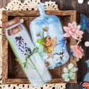 即日出荷 妖精 瓶 ボトル 海外シール 大きいめ フレークシール コラージュ素材 硝子 ボトル 花 蝶 フラワー シール クリア PET 耐水 シール 透明シール 手帳 デコ デコレーション素材 コラ