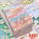 即日出荷 64柄64枚 立体感あり 富士山 さくら 桜 梅 油絵風景 絵画 自然風景 月 和風 山 樹 雲 ローズ 薔薇 向日葵 花柄 イラストシール コラージュ素材 かわいい 大容量 イラスト ステ