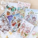 即日出荷 海外 ステッカー フレークシール 透ける マステシール ◆全6種類◆ ジャンクジャーナル コラージュ素材 手帳デコ マステ デコレーション  スクラップ レトロ  40枚 小動物 猫 ウサギ