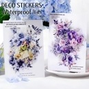 即日出荷 クリアシール 大きめ 水彩 花柄 紫陽花 ローズ 薔薇 イラストシール コラージュ素材 おしゃれ 半透明シール PETシール 耐水シール フラワー フレークシール 20枚 ラージサイズ ジャ