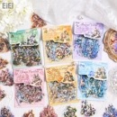 即日出荷 箔押し クリアシール 30枚 かわいい 城 イラストシール 貝シェル光 コラージュ素材 おしゃれ PET素材 耐水シール 童話 ホーム 小屋 神秘 幻想 建築 建物 大人 コラージュ 素材 