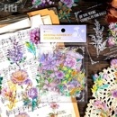 即日出荷 金箔押し 耐水 クリアシール 40枚 花柄 花びら 葉っぱ イラストシール 箔押しシール コラージュ素材 大人 手帳 かわいい PET 耐水シール 箔押しシール 海外シール コラージュ 素材