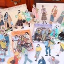 即日出荷 人物シール 40枚 手描き風 大きめ 大人 女性 全身 イラストシール 日常スタイル 女の子 女子 少女 ガールズシール コラージュ素材 おしゃれ PET 耐水 シール クリアシール 女の子