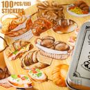 即日出荷 100枚シール + ブリキ缶 クリアシール コーヒー 食パン ドーナツ サンドイッチ ケーキ クーキー カフェ 珈琲 ブラウン系 コラージュ素材 耐水 PETシール レトロ coffee チ