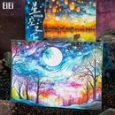 即日出荷 背景シール 神秘 ラメ 星空 夜空 月 星 花火 幻想的 宇宙 空 雲 くも 神秘 空の模様 祭り 気球 都市 風景 景色 町 樹 木 イラスト シール 背景紙シール 大きめ コラージュ素材