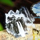 即日出荷 水彩 特油 凹凸立体 光沢 山 山脈 山岳 山嶽 アウトドア 山登り 富士山 日の出 山林 自然風景 イラスト シール ステッカー 墨絵 水墨画 クリアシール コラージュ素材 シール PET