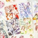 即日出荷 120枚 人物シール 花束 捧げる 少年 少女 青年 女性 女の子 男の子 薔薇 バラ 捧げる 男性 人物 花束 花 抱える イラストシール ローズ アジサイ 紫陽花 花柄 ステッカー コラ