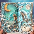 即日出荷 デザインペーパー 素材紙 神秘 幻想 立体感あり 人魚姫 魔法 妖精 物語 人物 魔女 外国 女性 海洋生物 イルカ 波浪 夜空 占い 背景紙 海外 紙物 紙もの 背景 コラージュ素材 おし