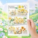即日出荷 耐水シール 手描き風 挿絵 挿画 挿し絵 花柄 花畑 幻想的 道 道路 自然風景 背景 ひまわり 向日葵 桜 さくら イラスト シール コラージュ素材 おしゃれ 小屋 建物 建築 大きめ デ
