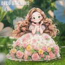 即日出荷 人物シール 挿絵 絵本 女の子 女子 姫様 プリンセス 花束 捧げる 少女 癒し 子供 イラストシール 大きめ コラージュ素材 PET 耐水 透明 シール かわいい 女の子シール クリアシー
