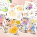 即日出荷 シールブック 型抜き PETシール 水彩 ぼかし 染め 暈染 暈し染め レース 英語 イラスト ダイカット ステッカーブック 製本タイプ コラージュ素材 おしゃれ 透明 レース フレーム 枠