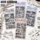 即日出荷 耐水 英語シール 型抜き 柄違い6シート 90枚以上付き 透明 PETシール 英字シール 文字素材 シールシート コラージュ素材 文字シール ヴィンテージ 文字 英語 コラージュ 素材 デコ