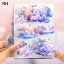 即日出荷 型抜き シールブック 18頁/冊 120枚以上 水彩 ぼかし インク 背景 雲 虹 泡 水玉 ドット くも あわ 天気 イラスト シール 耐水 PET ステッカーブック クリアシール フレー