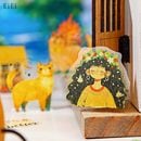 即日出荷 クリアシール 挿絵 人物 少女 猫 花 ねこ 30枚 水彩 手描き 女の子と猫 コラージュ素材 おしゃれ PETシール 耐水シール 大人 かわいい 女性 女子 ねこ 動物柄 イラストステッカ